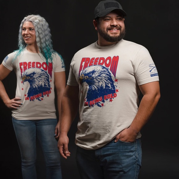 Grunt Style “Freedom in Being Bold” Men’s T-Shirt in Sand Color, Sz L - Picture 8 of 9